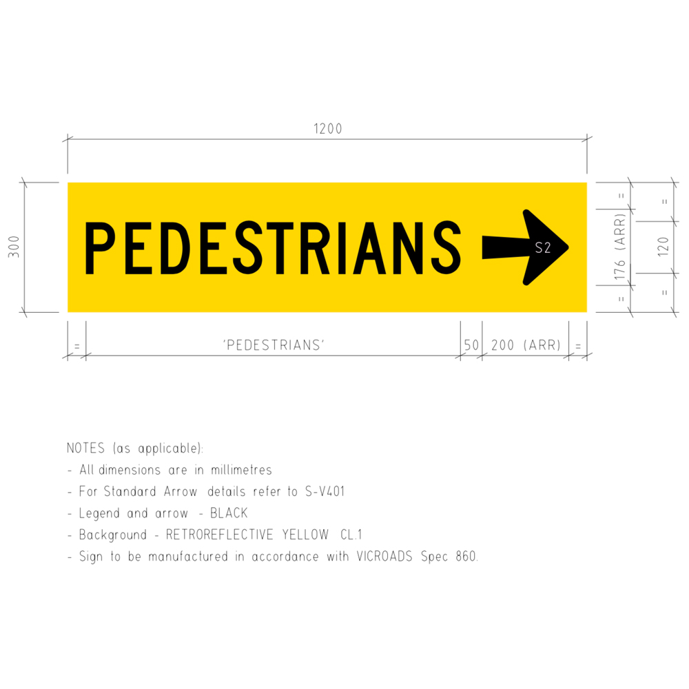 TM8-V2R Pedestrians Right Corflute Temporary Traffic Control