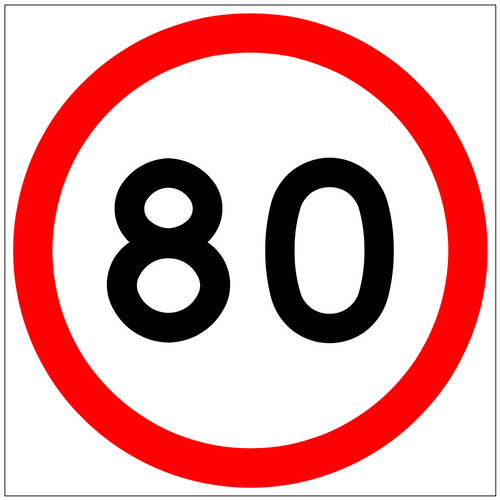 80 Speed Limit (600x600x6mm) Corflute Sign