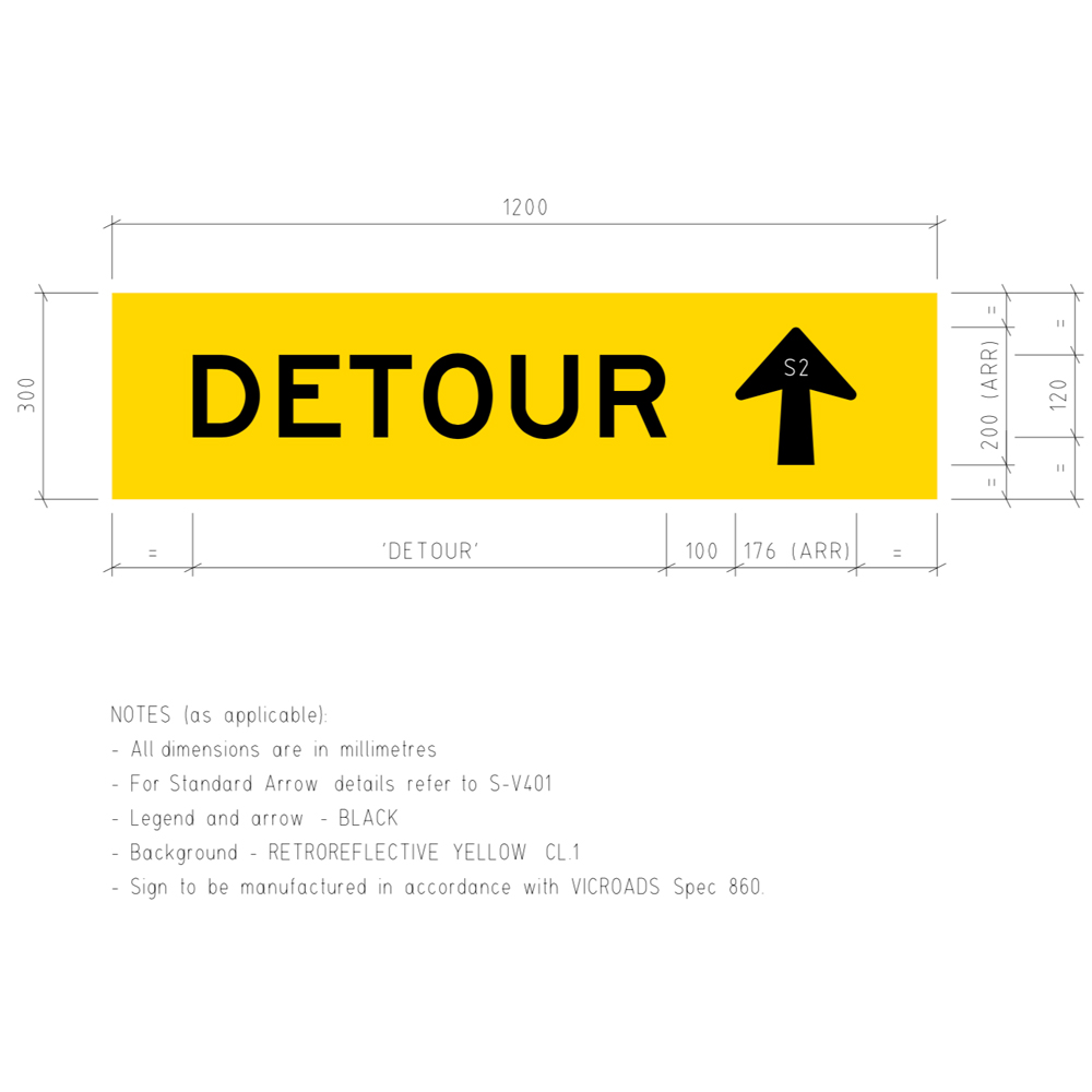 TM5-V1T Detour Ahead Corflute Temporary Traffic Control