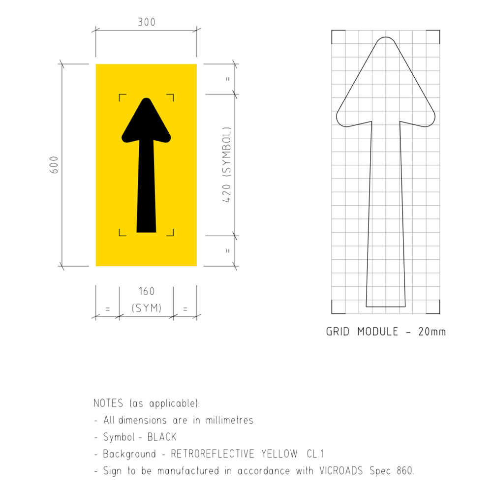 Lane Ahead Straight Arrow (300x600x6mm) Corflute