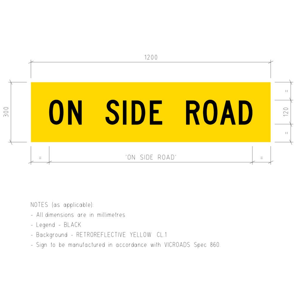 tm1-v27 On Side Road Corflute Temporary Traffic Control