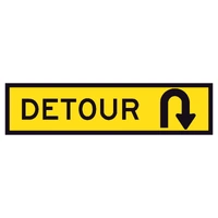 Detour U-Turn (1200x300mm) | Corflute Sign Panel