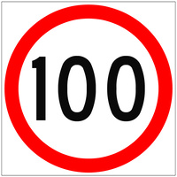 100 Speed Limit (600x600x6mm) Corflute Sign