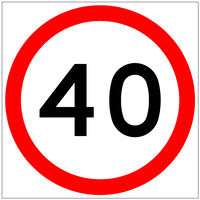 40 Speed Limit (600x600x6mm) Corflute Sign