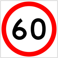 60 Speed Limit (600x600x6mm) Corflute Sign