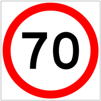 70 Speed Limit (600x600x6mm) Corflute Sign