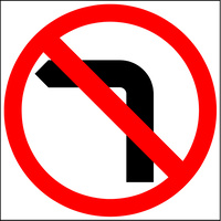 No Left Turn (600x600x6mm) Corflute Sign