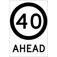 40 Speed Limit Ahead (600x900x6mm) Corflute