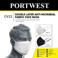 Portwest CV22 2Ply Anti-Microbial Fabric Face Mask