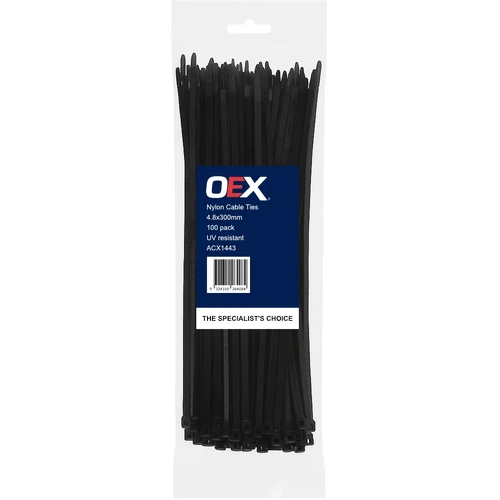 Black Nylon Cable Ties (4.8mm x 300mm) – 100 Pack