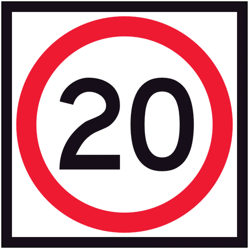 20 Speed Limit (600x600x6mm) Corflute Sign