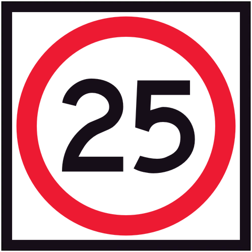 25 Speed Limit (600x600x6mm) Corflute Sign