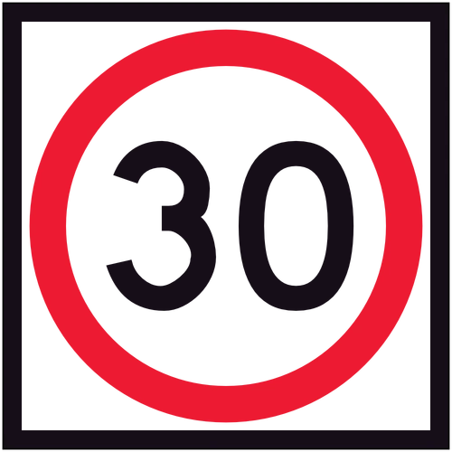 30 Speed Limit (600x600x6mm) Corflute Sign