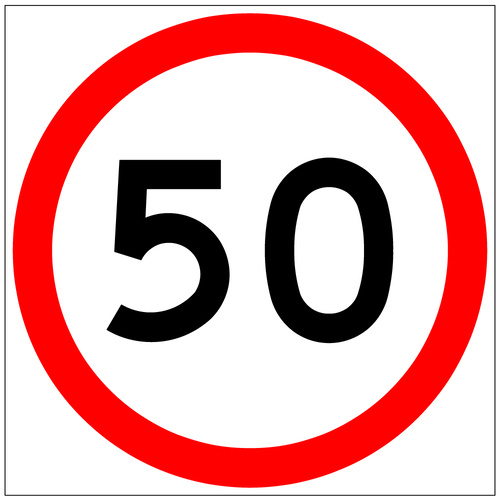 50 Speed Limit (600x600x6mm) Corflute Sign