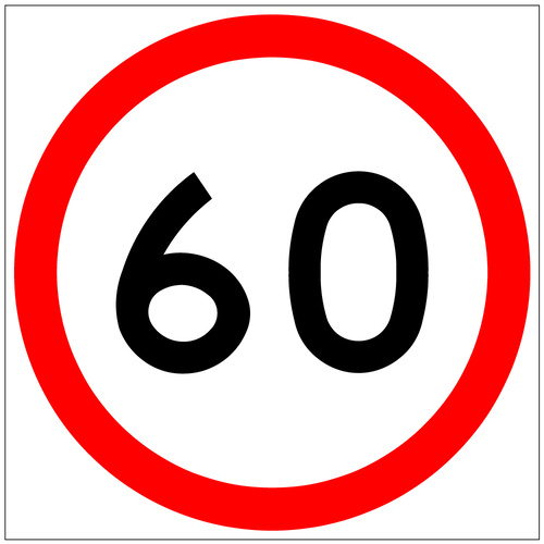 60 Speed Limit (600x600x6mm) Corflute Sign