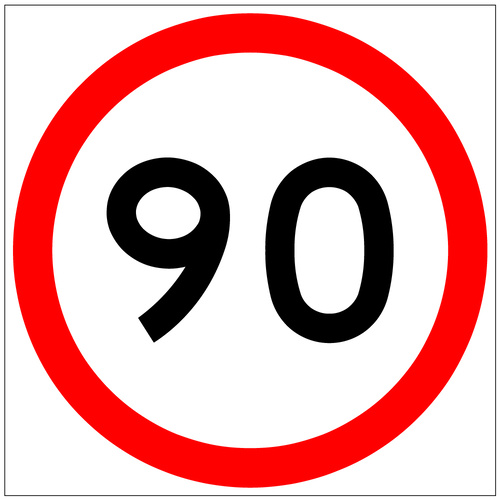 90 Speed Limit (600x600x6mm) Corflute Sign