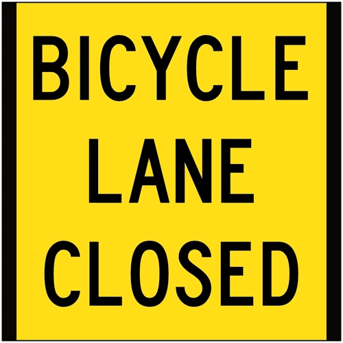 Bicycle Lane Closed TM2-V104 Legacy Yellow (600x600mm) | Corflute Sign Panel