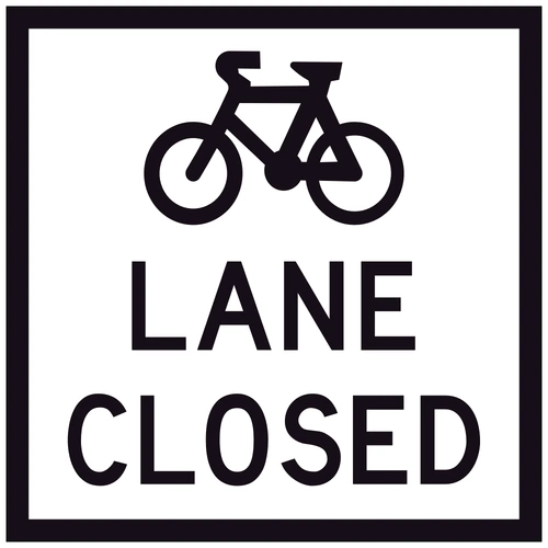 Bicycle (SYM) Lane Closed (600x600) | Corflute Sign Panel
