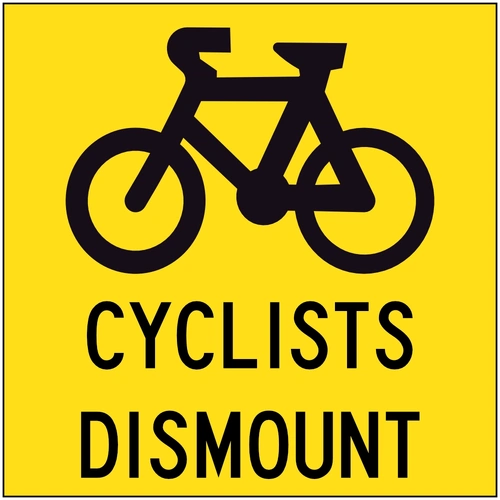 Cyclist Dismount (Bike SYM) (600x600x6mm) Corflute