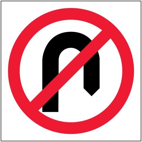 No U Turn (SYM) (600x600) Corflute Sign