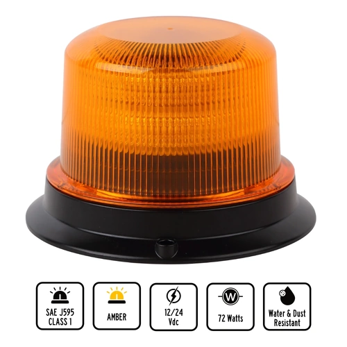 U1-24 72W Amber LED Warning Light Beacon Amber Lens
